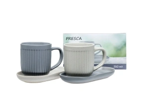 НАБОР КРУЖЕК керамических 2 шт. 350 мл/11 см на подставках  Fresca 107553 