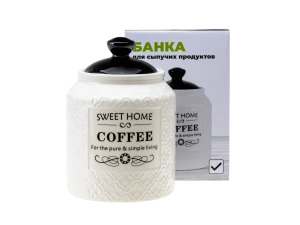 БАНКА ДЛЯ СЫПУЧИХ ПРОДУКТОВ керамическая "Coffee" 750 мл/10,7*10,7*15,7 см   110165