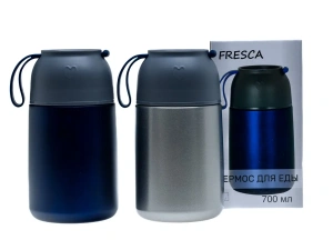 ТЕРМОС ДЛЯ ЕДЫ металлический 700 мл/18 см с контейнером и ложкой  Fresca 104596 