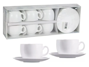 НАБОР ЧАШЕК С БЛЮДЦАМИ стеклокерамический "Essense White" 12 пр. 220 мл  Luminarc 80765 