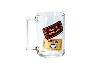 КРУЖКА стеклянная "Фитнес. Ticket to Coffee land" 320 мл/11 см   109781 